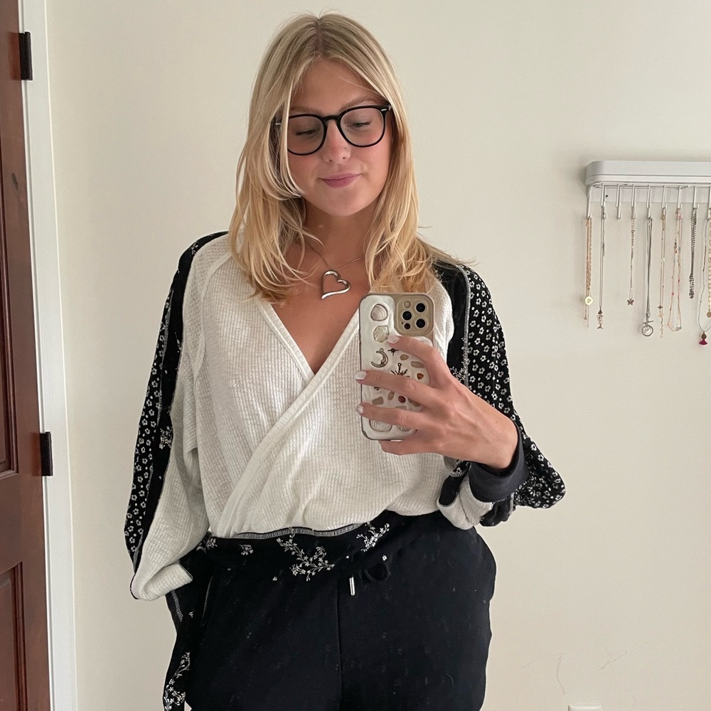 Free People Black and White Blouse